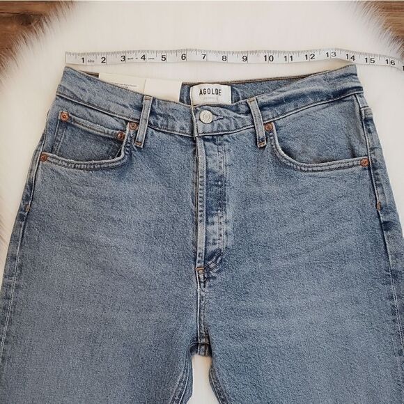 Agolde Riley High Rise Straight Leg Crop Denim Jeans In Whiplash NWT - Picture 6 of 11